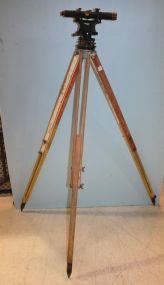 Antique Surveyor's Transit and Wood Tripod