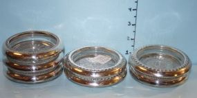 Seven Silverplate/Electroplate Lined Glass Coasters