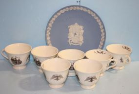 1997 Wedgwood Christmas Plate along with Seven Philadelphia of Truria Wedgwood Cups