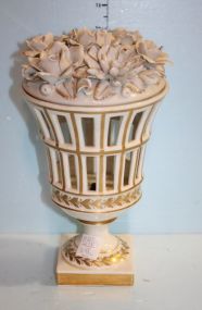 Gold and White Ardalt Flores Imperio Spain Covered Urn