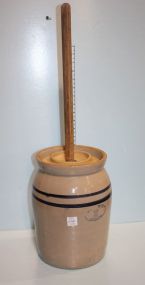 Two Gallon Marshall Pottery Texas Butter Churn with Lid and Wooden Dashes