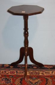Small Mahogany Plant Stand with a Hexagon Top