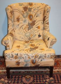 Mahogany Chinese Chippendale Wing Back Chair