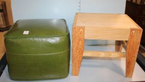 Square Leather Foot Stool and Wood Stool