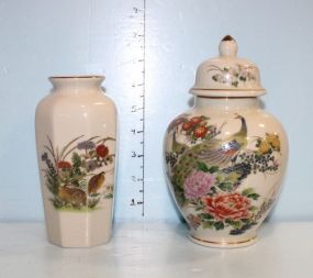 Ginger Jar and Vase with Oriental Motif