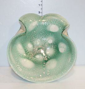 Large Green and White Art Glass Tray/Bowl