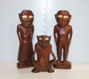 Group of Three Wood Carved Figures