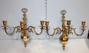 Pair of Brass Candle Holder Wall Sconces