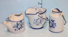 Three Blue and White Decorative Items