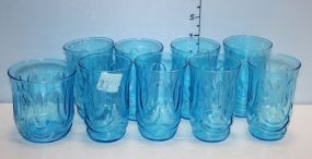 Set of Nine Blue Glasses