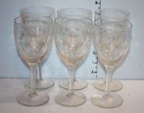 Set of Six Stems with Etched Design