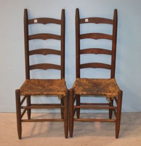 Two Rush Seat Ladder Back Chairs