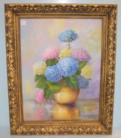 Oil on Canvas of Vase of Flowers, artist signed Estella Walker