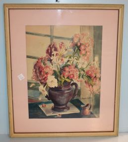 Vase of flowers, artist signed Jimalee Burton