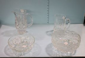 Two Lead Crystal Pitchers and Two Lead Crystal Bowls