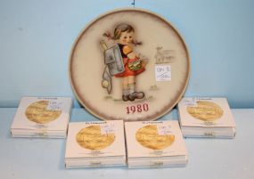 1980 Hummel Plate along with Four Miniature Reproduction Hummel Plates