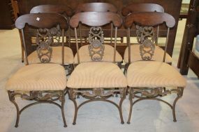 Set of Six Iron and Wood Dining Chairs (see table lot# 0103)