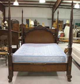 Shell Carved Queen Size Poster Bed