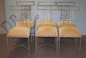 Set of Six Very Stylish Metal with Silver Paint Contemporary Design Chairs (matches lot# 0211)