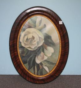Oil Painting of Magnolia in Vintage Oval Frame