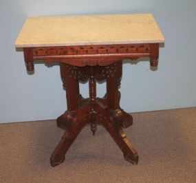 19th Century Walnut Eastlake Marble Top Parlor Table