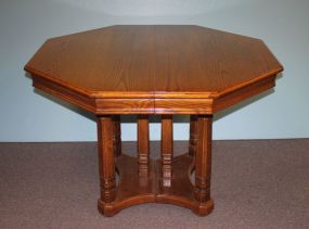 Octagon Shaped Contemporary Oak Table with Two Leaves