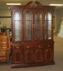 Contemporary Lighted China Cabinet with Four Glass Doors