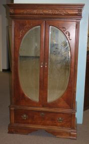Contemporary Beveled Glass Two Door Entertainment Center with Drawer