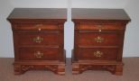 Pair of Contemporary Three Drawer Side Night Stands with Bracket Feet