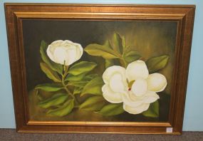 Beautiful Painting of Magnolias Signed De Mc