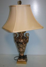 Painted Urn Shape Lamp with Swan Handles
