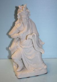 White Porcelain Figurine of Man with Scroll