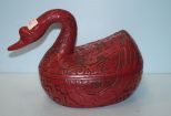 Black and Red Lacquer Swan Oval Box