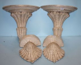 Group of Four Painted Wood Wall Sconces