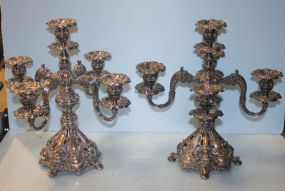 Pair of Renaissance Pattern Reed and Barton Five Arm Candelabras