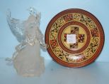 Plastic Angel along with Egyptian Pottery Saucer