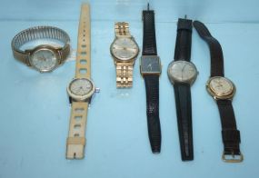 Group of Six Vintage Men's Round Dial Wristwatches