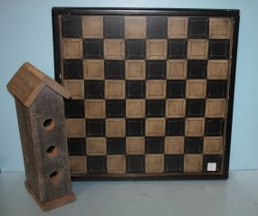 Vintage Chess Board and Birdhouse
