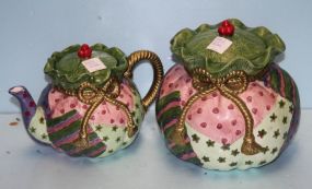 Hand Painted Cookie Jar and Matching Tea Pot