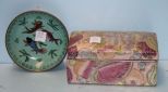 Porcelain Painted Rectangular Box and Small Dish