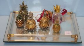 Glass Tray with a Pineapple Ornaments and Various Pineapple Trinket Boxes