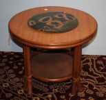 Bamboo Two Tier Side Table with Decorative Top Insert