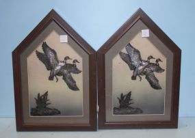 Pair of Decorative Wall Plaques with Flying Ducks