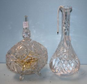 Cut Glass Vase and Cut Glass Covered Dish
