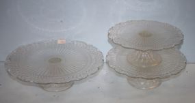 Three Clear Glass Cake Stands