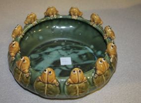 Pottery Bowl with Frogs On Border