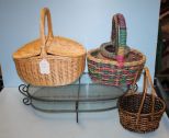 Two Tier Oval Glass Display and Five Baskets
