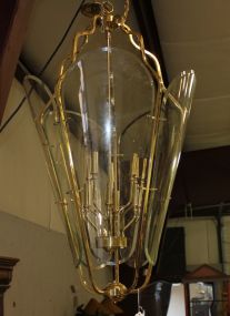 Brass and Beveled Glass Chandelier