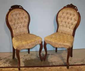 Pair of Mahogany Rose Carved Parlor Side Chairs