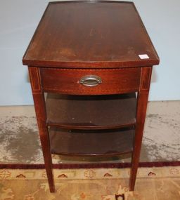 Mahogany String Inlaid Table with Two Shelves